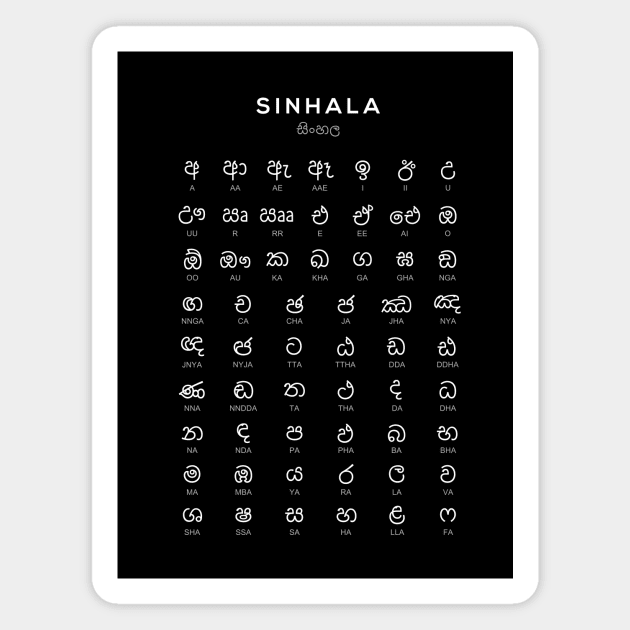 Sinhala Alphabet Chart, Sinhalese Language Learning Chart, Black Magnet by typelab